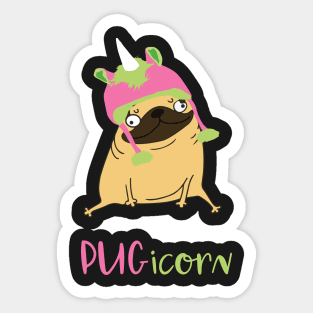 Funny Pugicorn Unicorn Pug Sticker